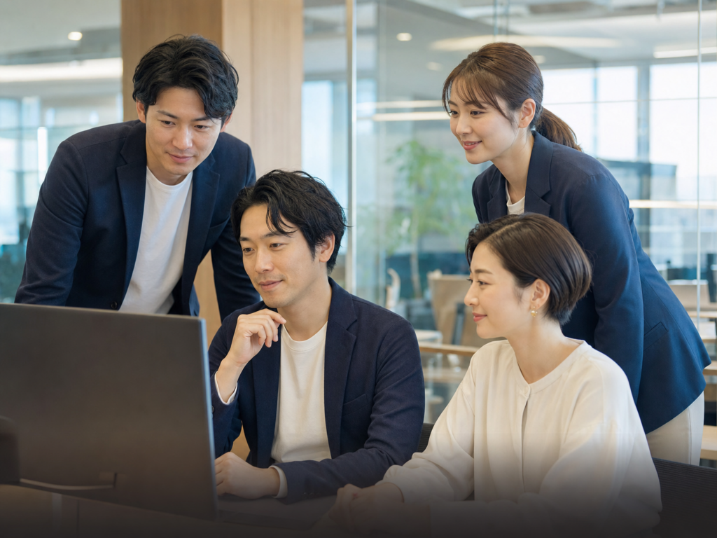 承継後の働き方を話し合うSES企業のエンジニアチーム