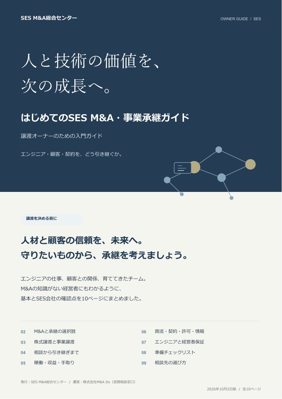 はじめてのSES M&A・事業承継ガイドの表紙